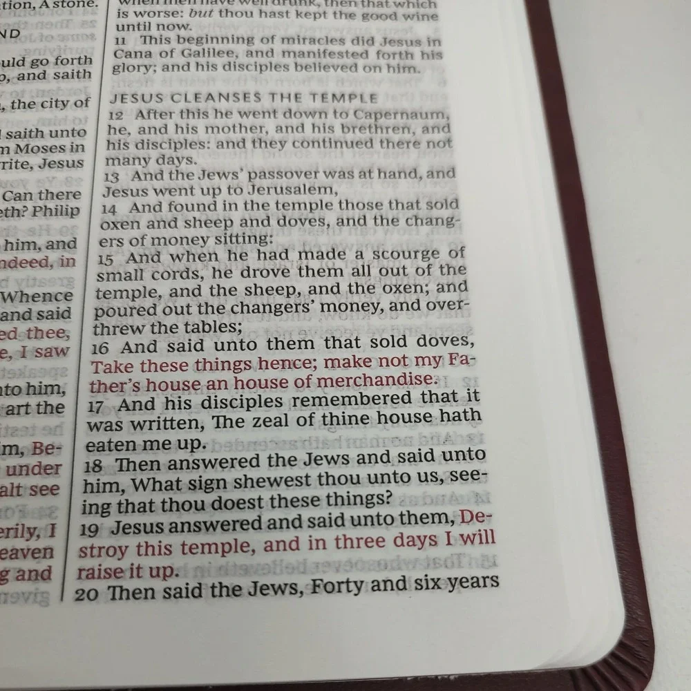 Holy Bible, Thinline, Leathersoft, Burgandy, Red Letter, Standard Print Lay Flat